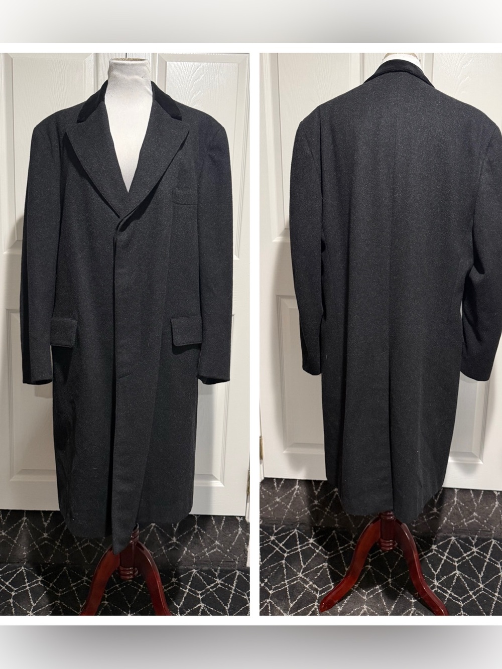 Vintage Brooks Brothers "Makers" Chesterfield Overcoat with a velvet collar